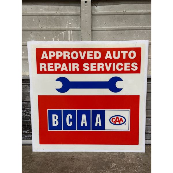 Vintage BCAA Approved Auto Repair Services Plastic Sign