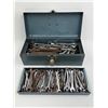Image 1 : Vintage Metal Tool Box With Assorted Wrenches