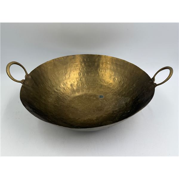 Vintage Brass Double Handled Punched Detailed Bowl