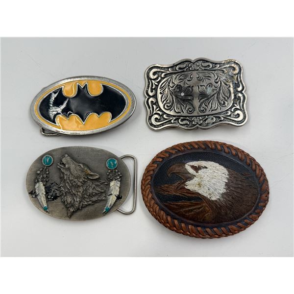 4x Belt Buckles : Batman, Navajo Style Wolf Themed, Bald Eagle Design, & More