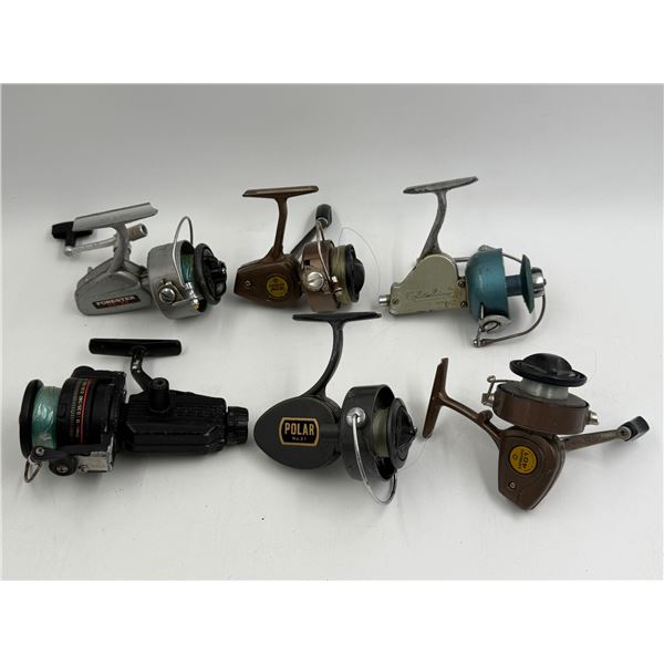 6x Vintage Fishing Reels: Forester, Daiwa, Columbian, Polar