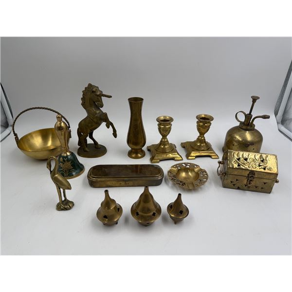 Vintage Brass Collectibles: Trinket Boxes, Oiler, Incense Burners, Candle Stick Holders & More