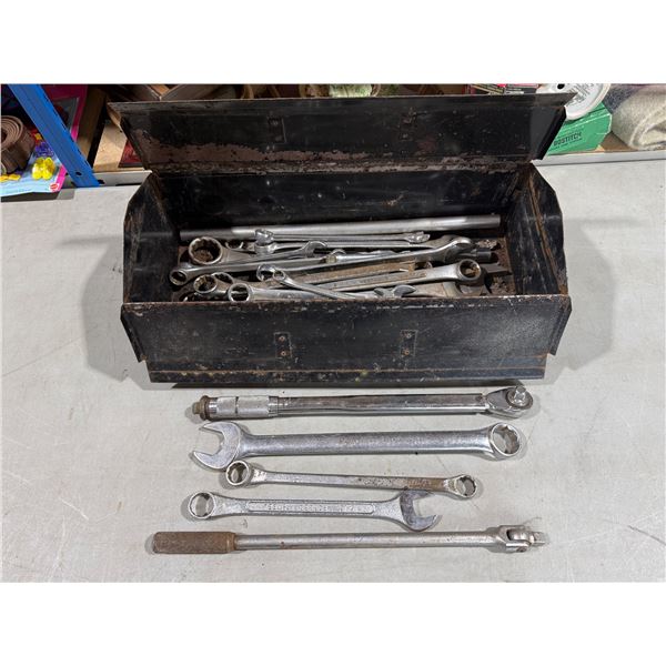 Metal Tool Box With Assorted Wrenches