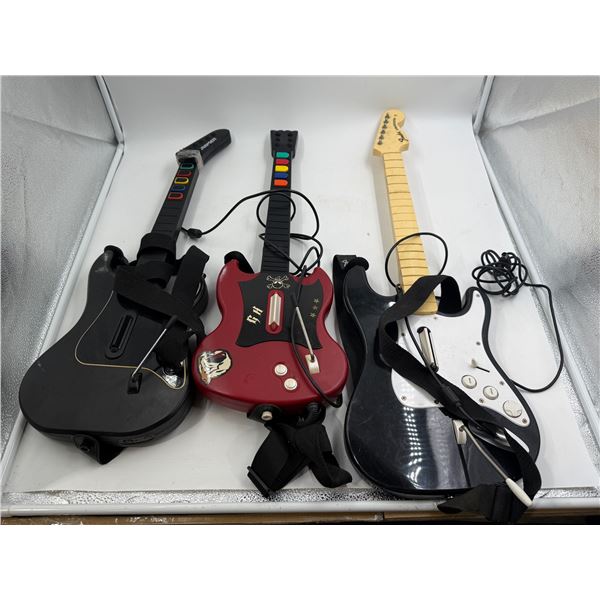 3x Video Game Guitar Controllers: Guitar Hero, Harmonix, & Red Octane