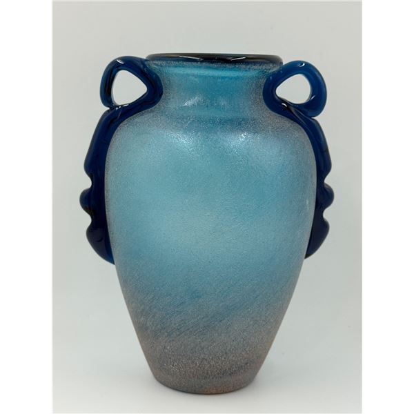 Gorgeous Sanded Glass Vase W/ Applied Handles