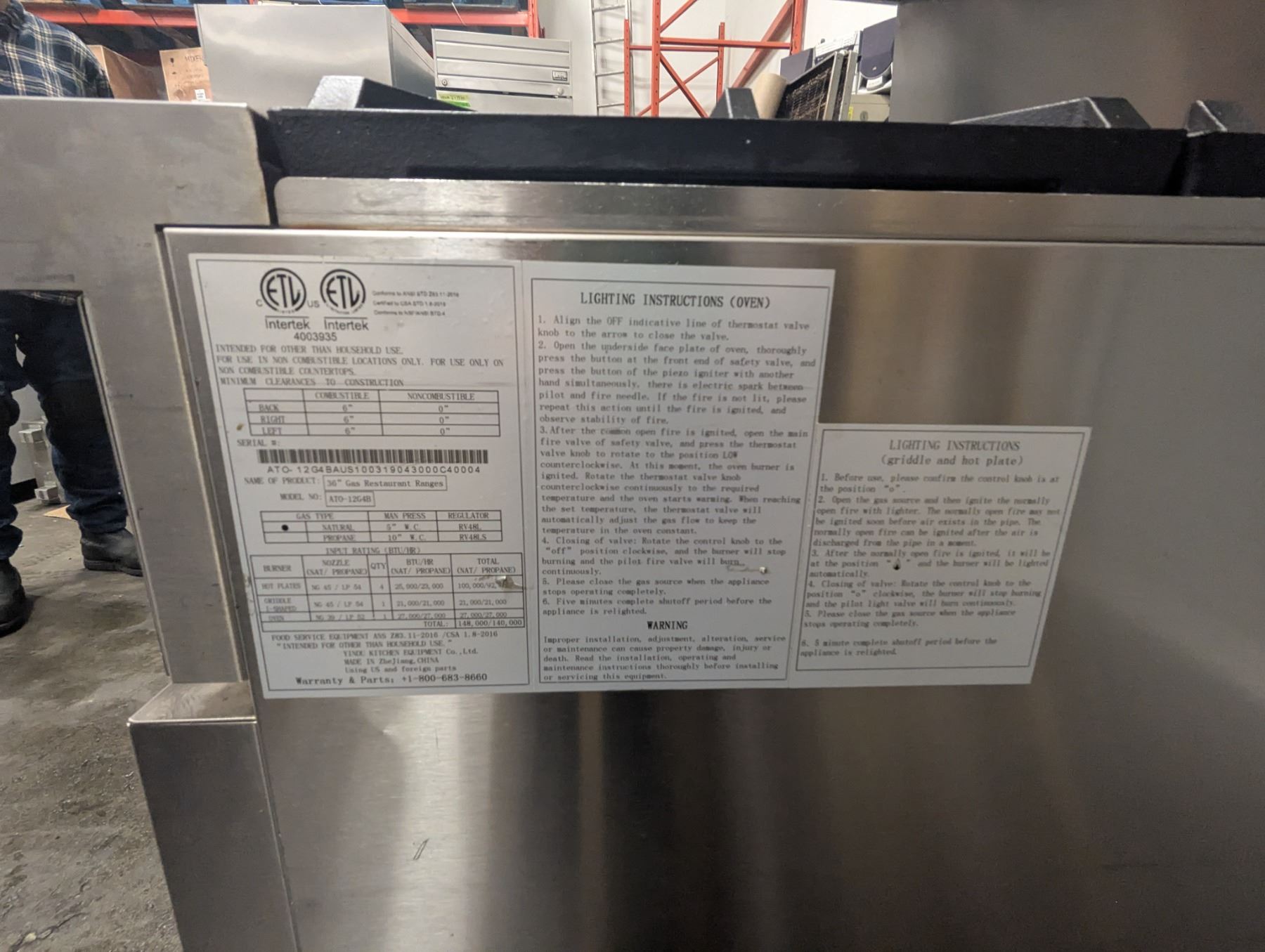 Cook Rite ATO-12G4B 36