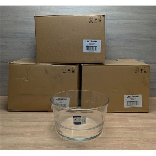 9.75" Unisson 140oz Heavy Stackable Glass Bowls - Lot of 18 (3 Cases) - L7829/R5-1