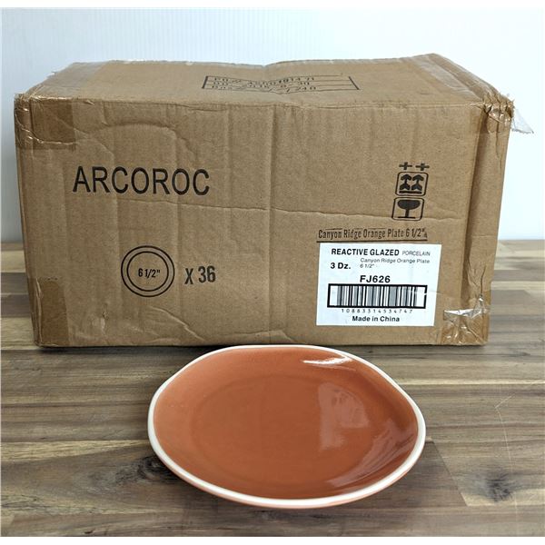 Canyon Ridge 6.5" Orange Plates, Arcoroc FJ626 - Lot of 36 - R3-1