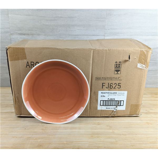 Canyon Ridge 8" Orange Plates, Arcoroc FJ625 - Lot of 36 - R3-1