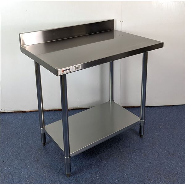 36" x 24" Stainless Steel Work Table with 4" Backsplash, Omcan 22080 - R8-3