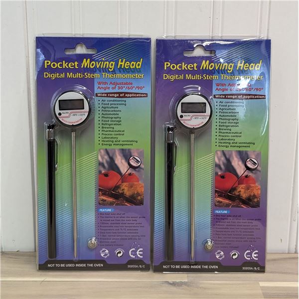 Pocket Moving Head Digital, Stem Thermometers - Lot of 2 - JR 30205A/CC2