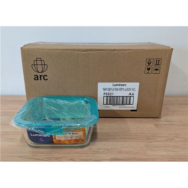 760ml Glass Square Keep N Boxes, Arcoroc P5521 - Lot of 6 (1 Case) - R9-2