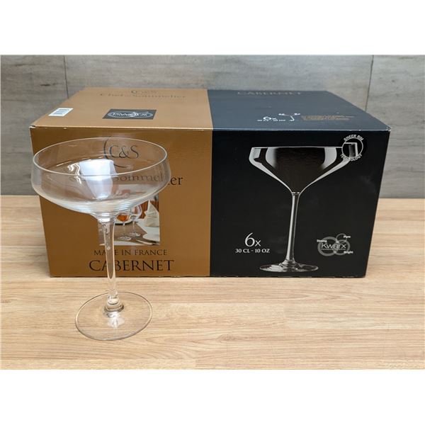 10oz Cabernet Champagne Coupe Glasses - Lot of 6 - D6140/L10-3