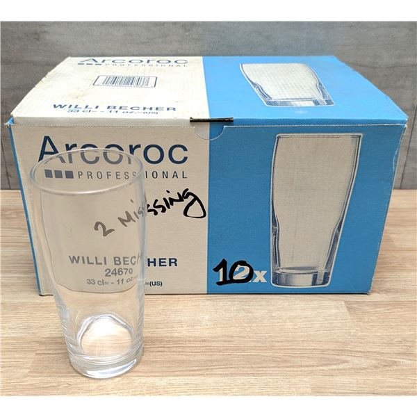 Arcoroc 11oz Willi Belcher Glasses - Lot of 10 - 24670/Ft2