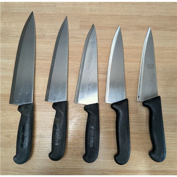Used, Sharpend Cook Knives, Black Handles - Lot of 5 - Knife1/FtG