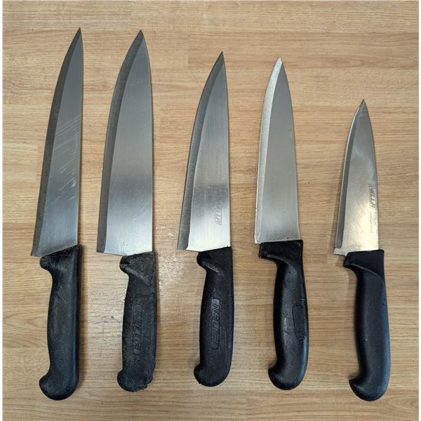 Used, Sharpend Cook Knives, Black Handles - Lot of 5 - Knife2/FtG