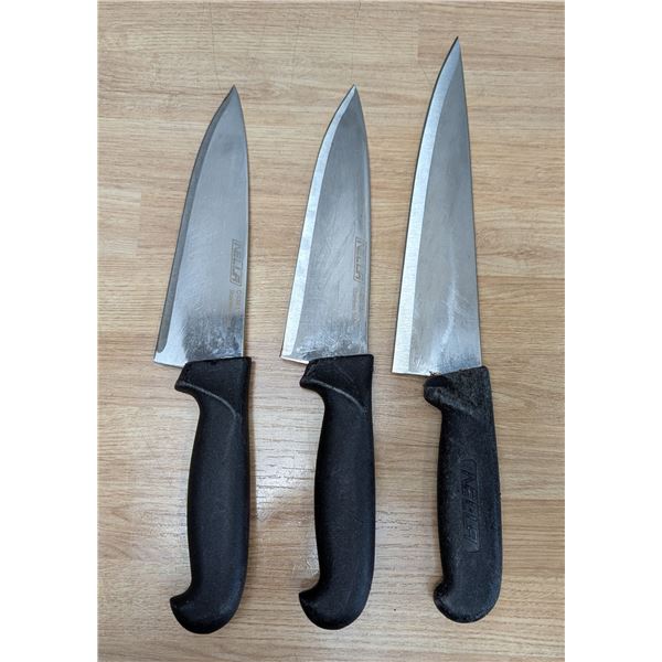 Used, Sharpend Cook Knives, Black Handles - Lot of 3 - Knife3/FtG