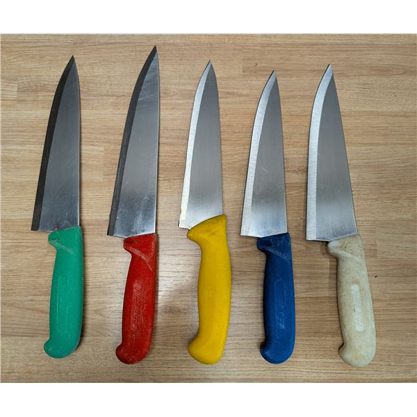 Used, Sharpend Cook Knives, Color Handles - Lot of 5 - Knife5/FtG