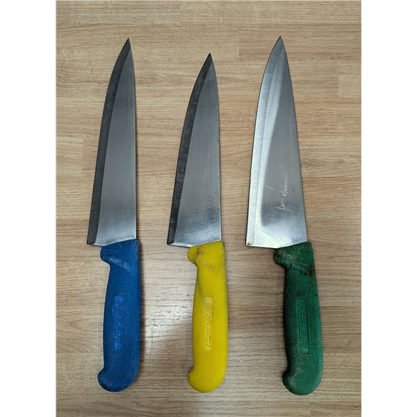 Used, Sharpend Cook Knives, Color Handles - Lot of 3 - Knife6/FtG