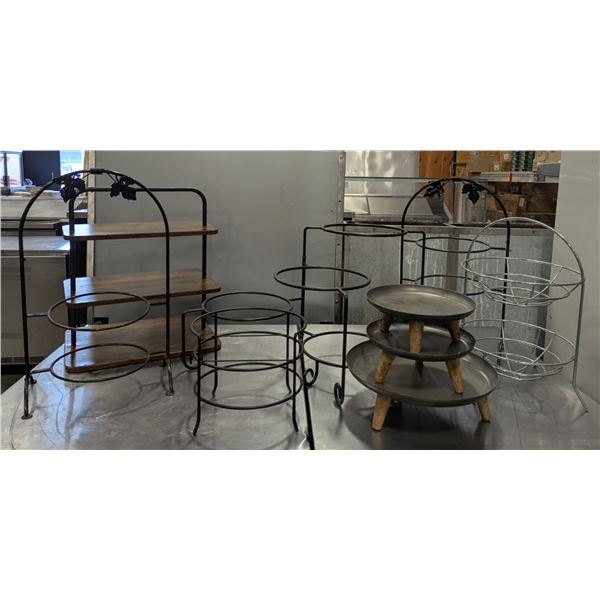 Dessert Plate Stands & Wire Basket - Lot of 7pcs - R8-1/AA37