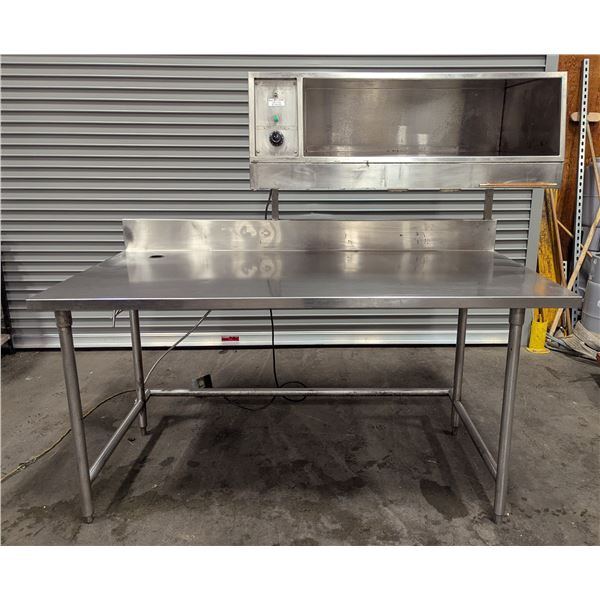 72" Stainless Steel Work Table W/Heated Over shelf Warmer - CSsink2/RBDFL