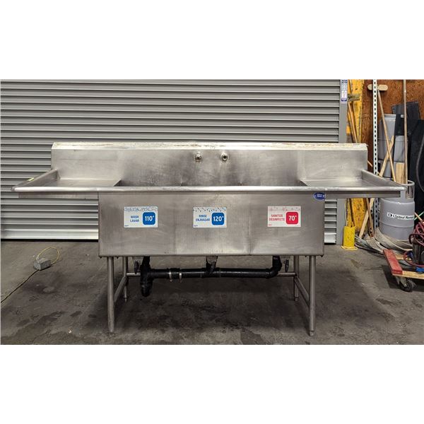94" Wash, Rinse, Sanitize Stainless Steel Sink - CSsink3/L12FL