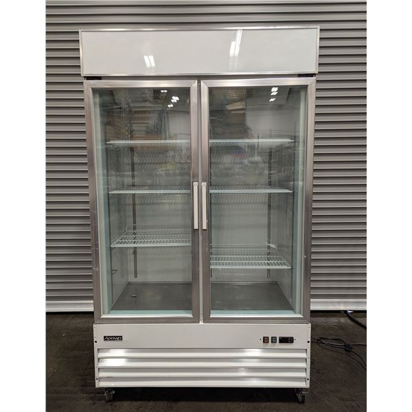 Adcraft FZS-2D/W 54" Double Swing Door Glass Freezer - 2103/R7FL