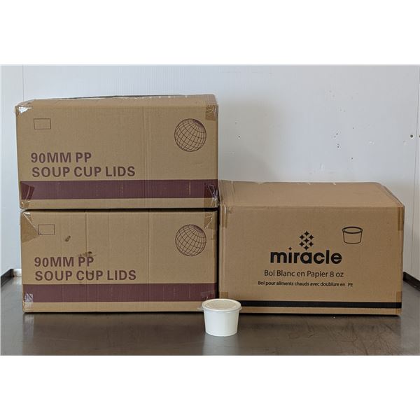 8oz Soup Cup & Lids - Lot of Approx. 1500pcs - EC5/AA30