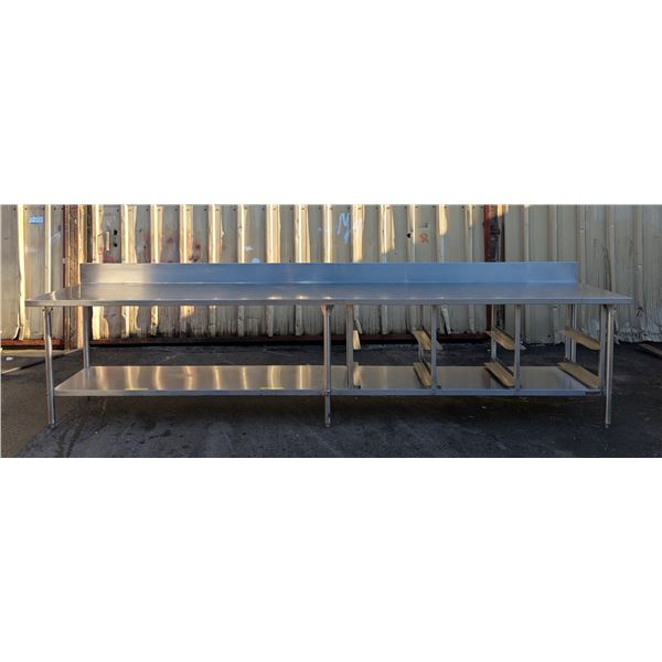150" x 30" Stainless Steel Work Table W/Backsplash - 150"/CON