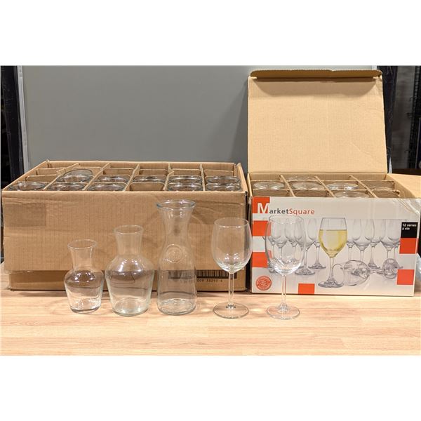 Various Size And Kind of Carafes And Wine Glasses - Lot of 60pcs - LL10/EC6