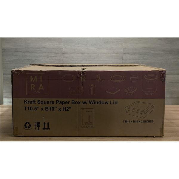 Kraft Square Paper Boxes W/Window Lids - Lot of 100 (1 Case) - AA48/MR3-1