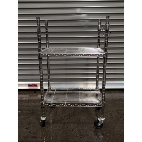 21" x 14-1/2" x 35-1/2" Wire Shevling Unit W/Wheels & Hooks - AL2/L12B-RACK