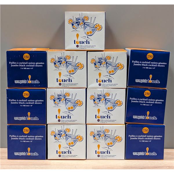 Jumbo Black Cacktail Straws - Lot of 9000(36 Boxes) - LL1/EC5