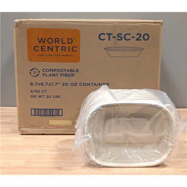 World Centric 8.7" x 6.7" x 1.7" 20oz Compostable Container - Lot of 800 ( 2 cases ) - EC4