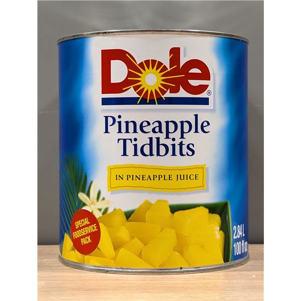 Dole Pineapple Tidbits in Pineapple Juice, 2.84L - Lot of 6 - L3-2