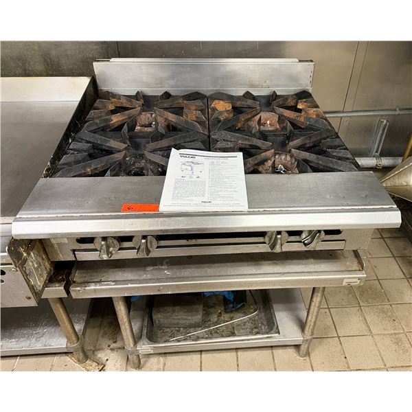 Vulcan 4-Burner Heavy Duty Gas Range on Metal Table 36" x 34"