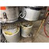Image 10 : Metal Mesh Shelf w/ Contents: Stock Pots, Utensils, Mixing Bowls, Tureens, etc
