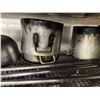 Image 4 : Metal Mesh Shelf w/ Contents: Stock Pots, Utensils, Mixing Bowls, Tureens, etc