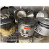 Image 8 : Metal Mesh Shelf w/ Contents: Stock Pots, Utensils, Mixing Bowls, Tureens, etc