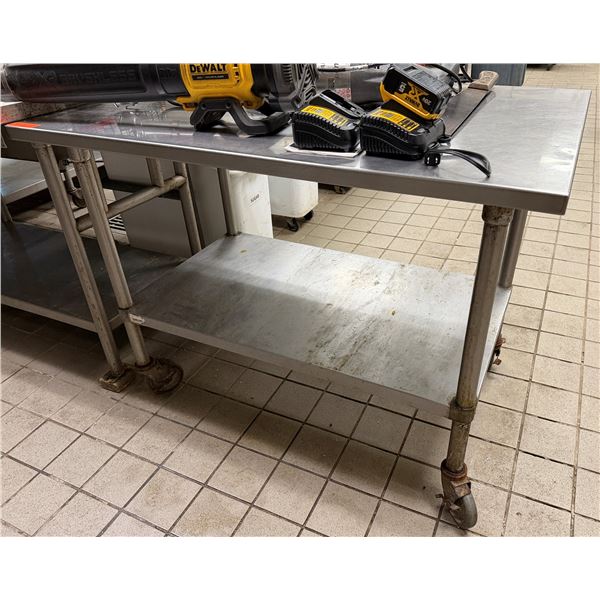 Metal Work Table on Wheels w/ Undershelf 48" x 30" x 36"H (contents not included)