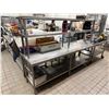 Image 2 : Metal Work Table on Wheels w/ Undershelf & 2 Top Shelves 96" x 30" x 66"H (contents not included)