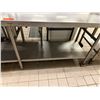 Image 7 : Metal Work Table on Wheels w/ Undershelf & 2 Top Shelves 96" x 30" x 66"H (contents not included)