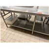 Image 8 : Metal Work Table on Wheels w/ Undershelf & 2 Top Shelves 96" x 30" x 66"H (contents not included)