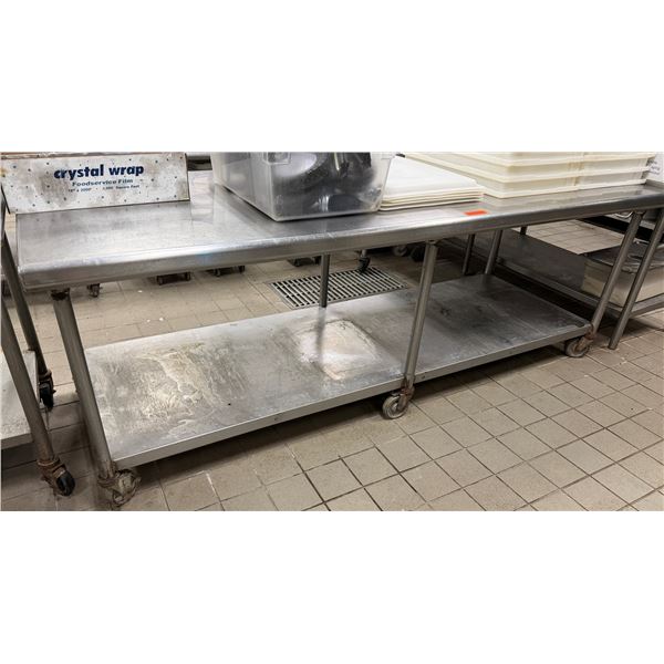 Metal Work Table on Wheels w/ Undershelf 96" x 37" x 34"H (contents not included)