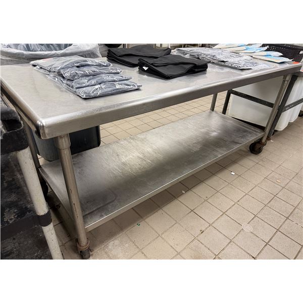 Metal Work Table on Wheels w/ Undershelf 77" x 29" x 34"H (contents not included)
