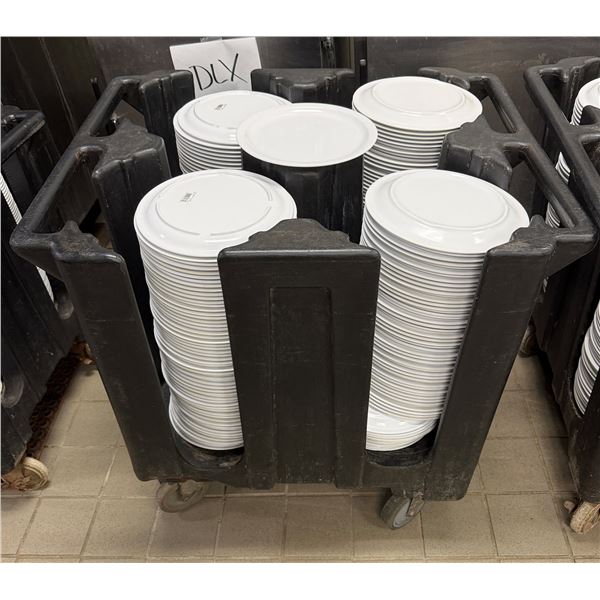 Cambro Dish Dolly Cart w/ Multiple Carlisle 10" White Plates
