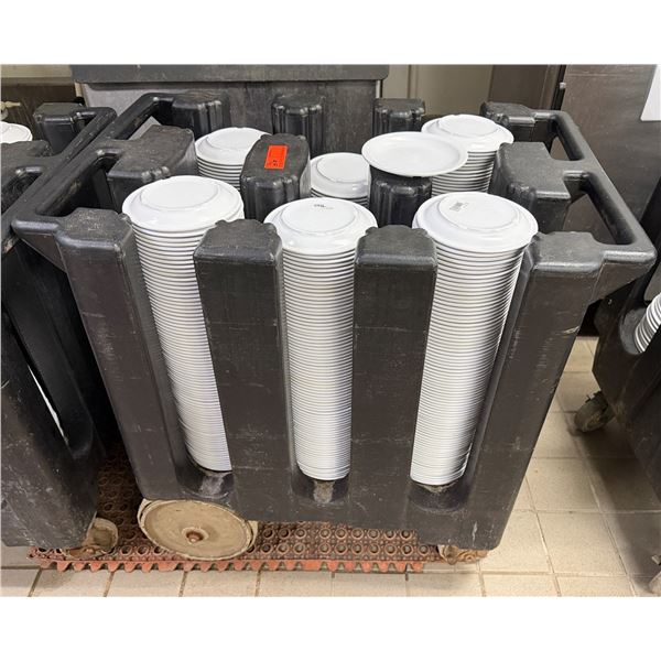 Cambro Dish Dolly Cart w/ Multiple Carlisle 6.5" White Plates
