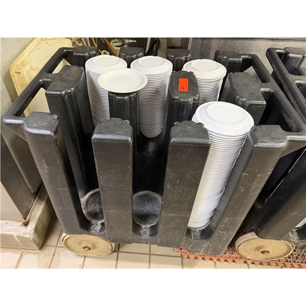 Cambro Dish Dolly Cart w/ Multiple Carlisle 6.5" White Plates