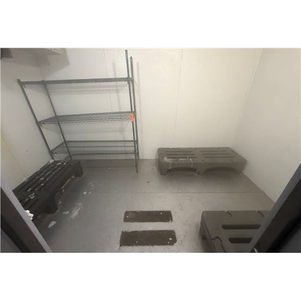 Metal Mesh Shelf, Multiple Plastic Freezer Pallets, etc