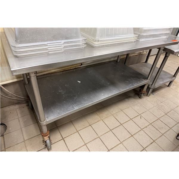 Metal Work Table on Wheels 60" x 30" x 32"H (contents not included)